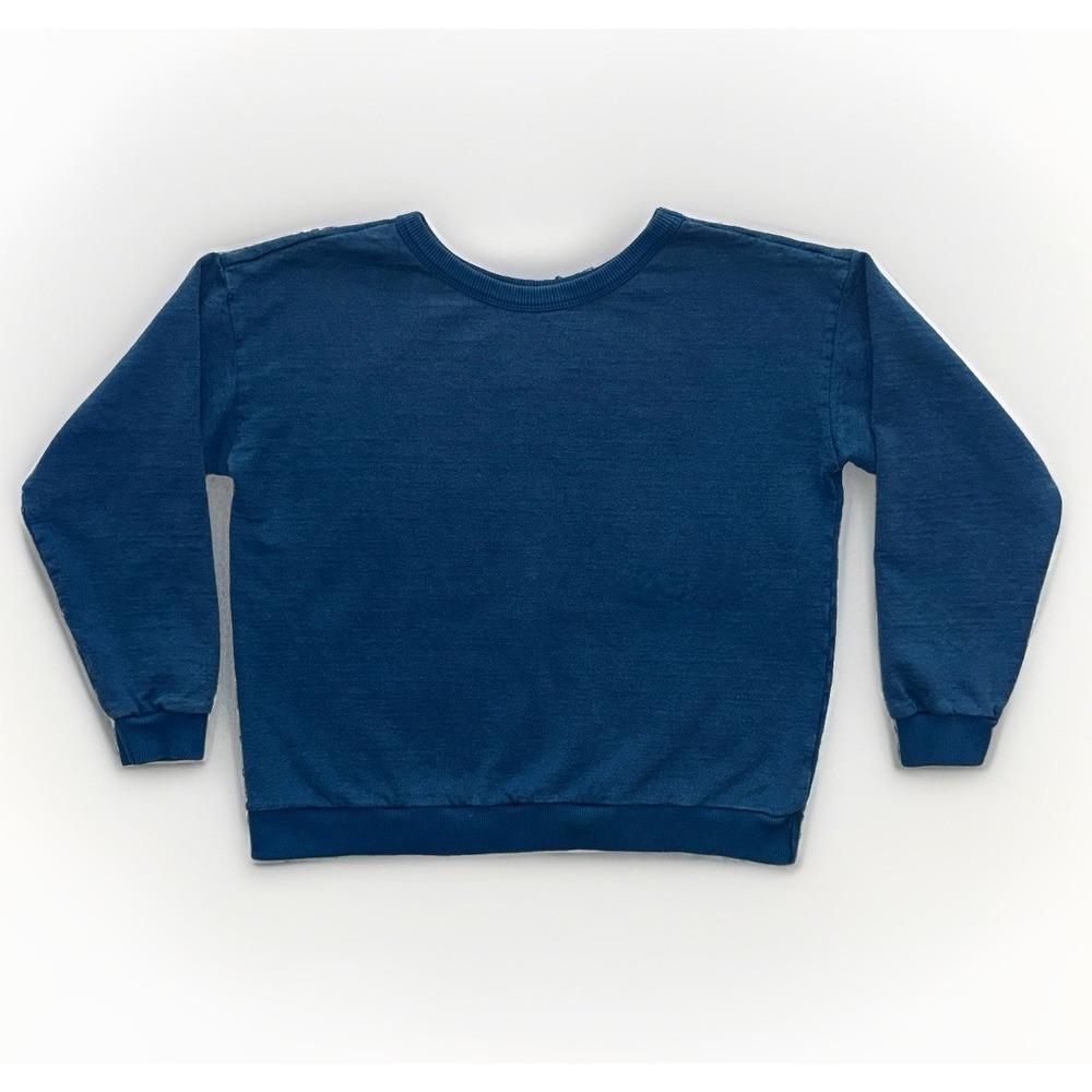 Jungmaven Crux Crop Sweatshirt Blue L Mineral Wash Hemp Cotton Crewneck Pullover
